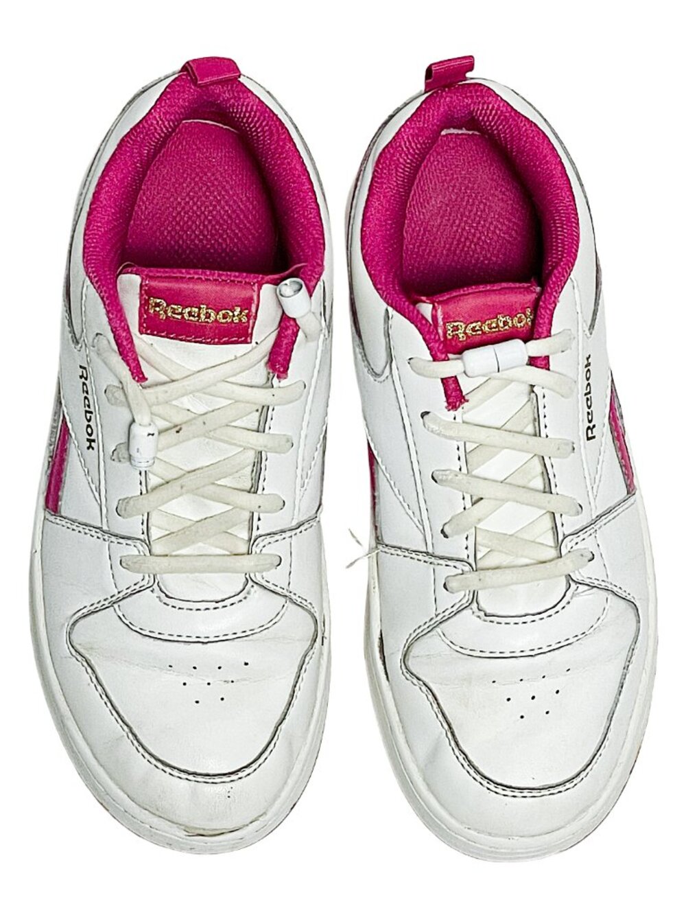 Girls Sneakers No-Tie Laces White Pink Size 2 Reebok Royal Prime 2.0